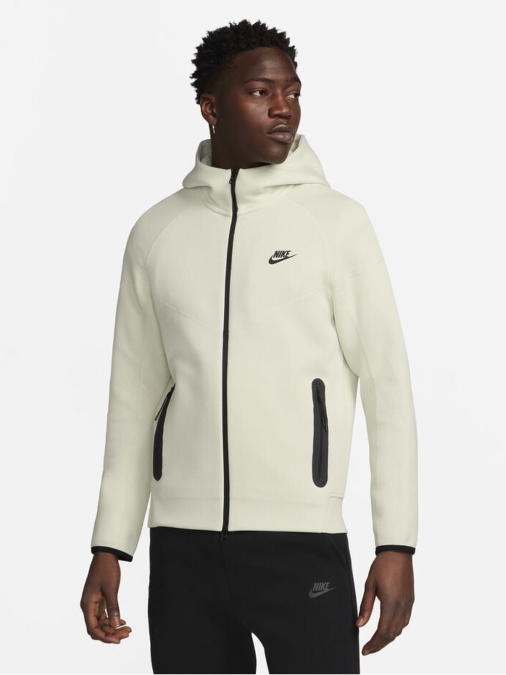 Nike Unisex Cream Sportswear Teach Fleece Full Zip-Up Sweater